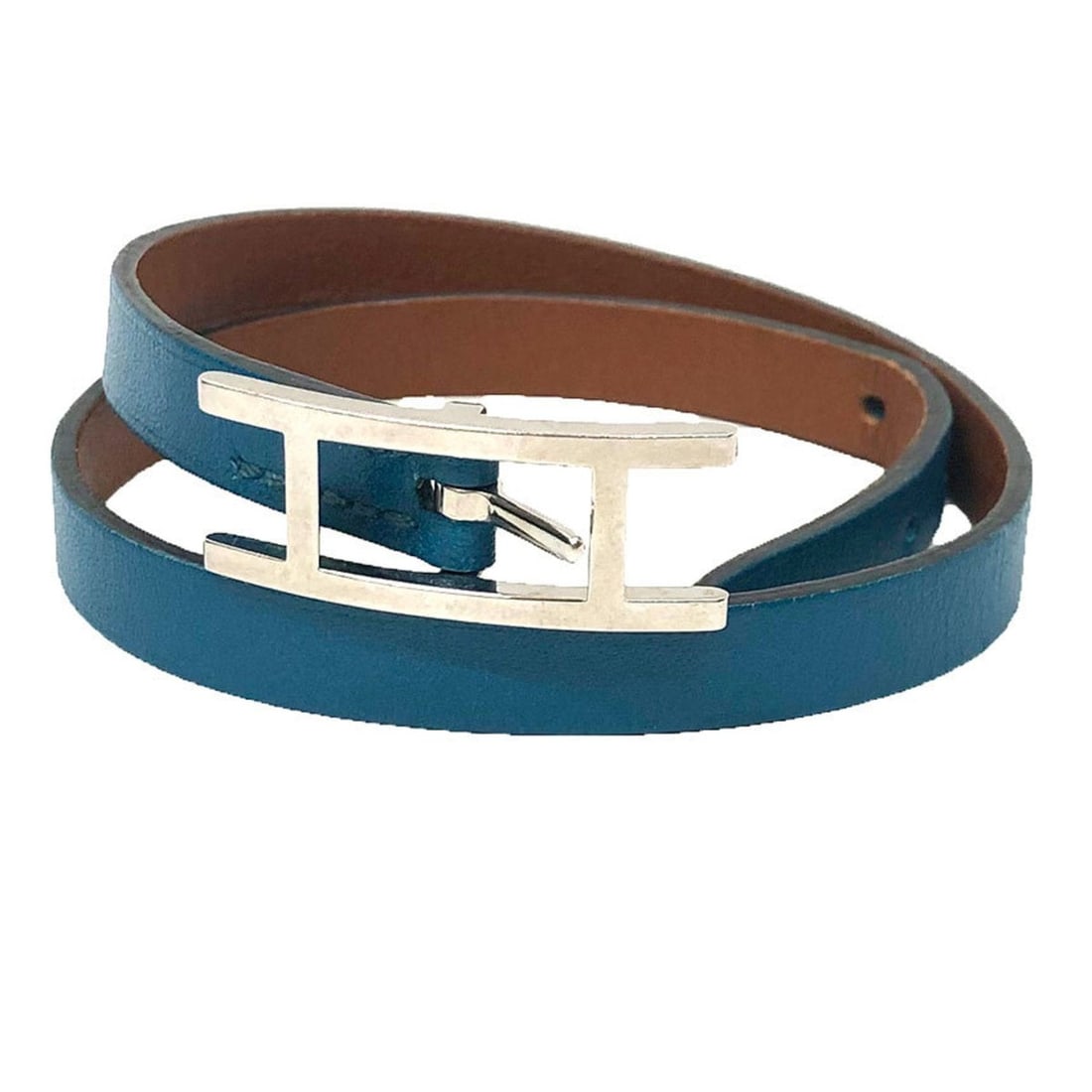 Hermes Hermès Behapi Double Tour Leather Bracelet, XS Size, Blue and Brown: --- Catalog ---Category: SizeLength: 32cm - 34cm / 12.59'' - 13.38''Category: DesignType: Charm braceletColor: Blue, BrownGender: Women,MenMaterial: LeatherCategory: GeneralBrand: HermesCountry of Ori