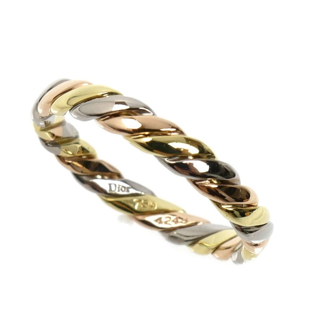 Christian Dior Dior K18YG Yellow Gold, K18PG Pink K18WG Twist Ring, Size 15, 3.4g, Women's: --- Catalog ---Category: SizeJP Size: 15US Size: 8Category: DesignColor: Pink, YellowGender: WomenMaterial: Pink gold (18K), White gold (18K), Yellow gold (18K)Category: GeneralBrand: Christian DiorCo