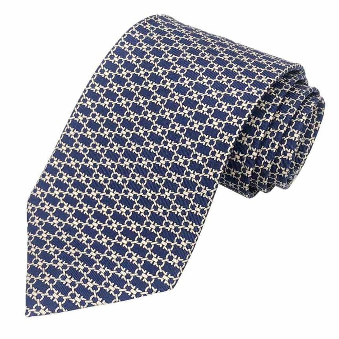 Salvatore Ferragamo Gancini 100% Silk Tie in Navy (1 of 20)