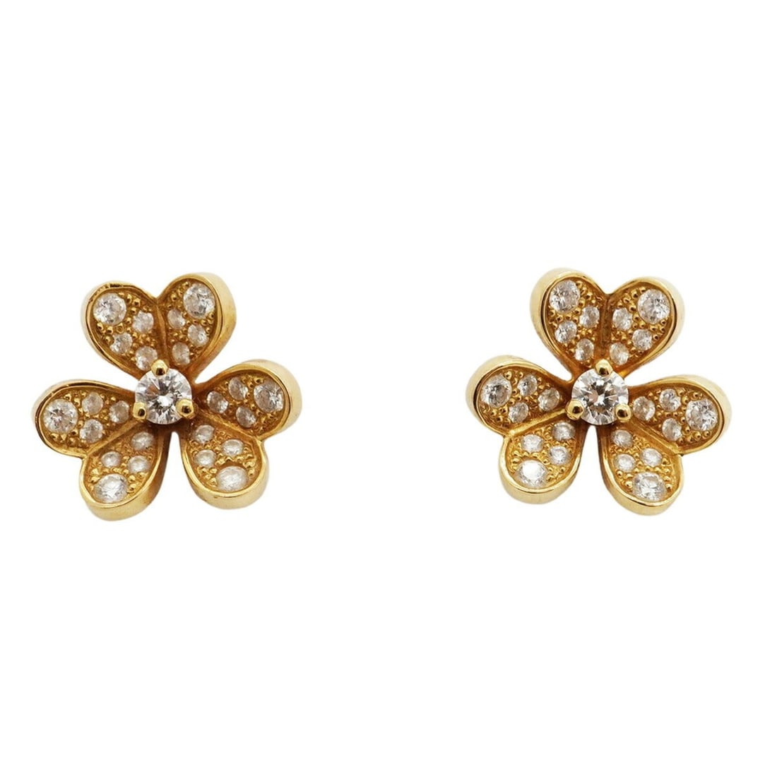 Van Cleef & Arpels Frivole Mini Earrings in 18KYG Yellow Gold with Diamonds for Women (1 of 15)