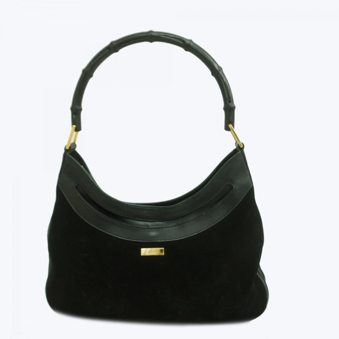 Gucci Bamboo Shoulder Bag 001 4062 Suede Black Women's (1 of 16)