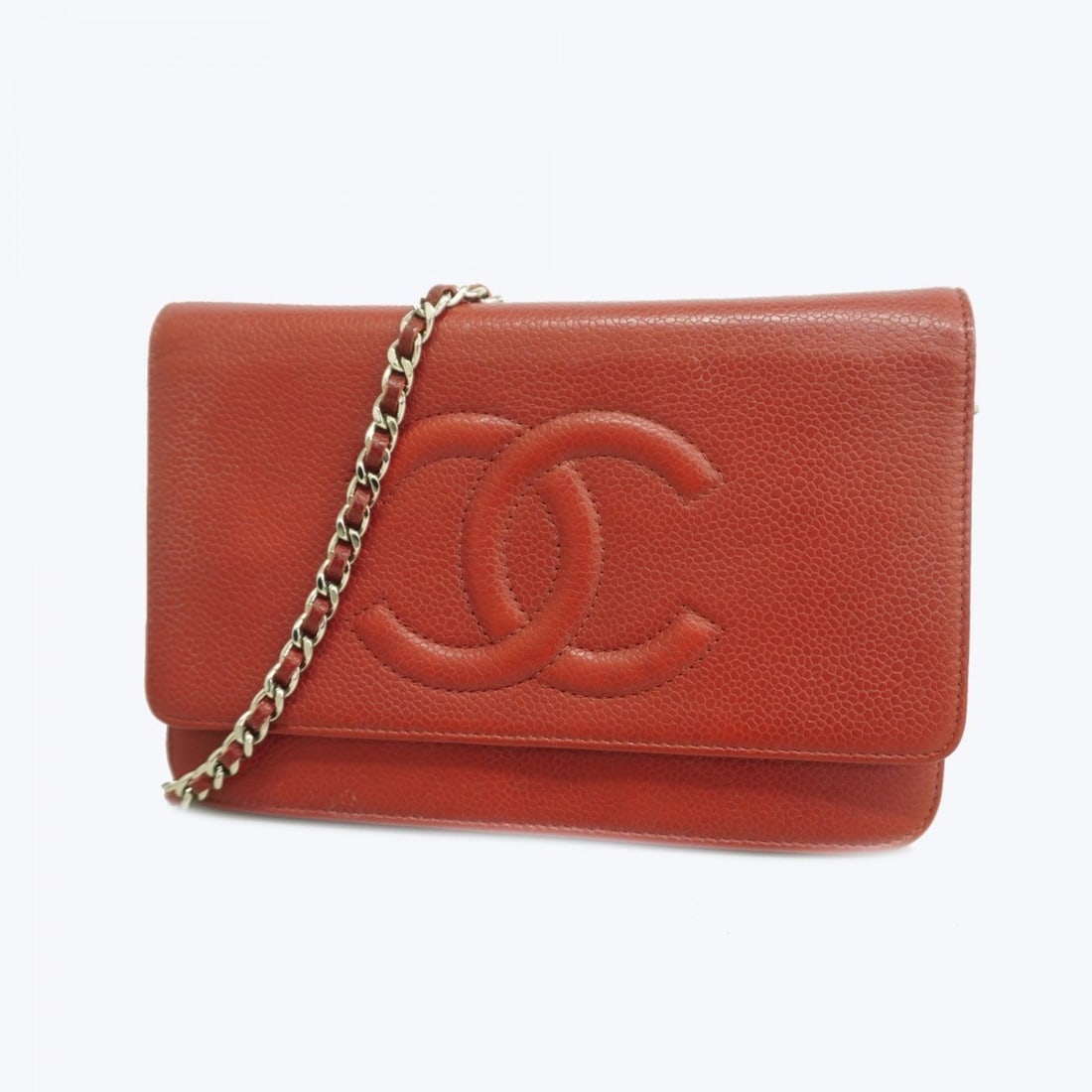 Chanel Wallet/Shoulder Wallet Chain Shoulder Bag Caviar Leather Red Women's (1 of 17)