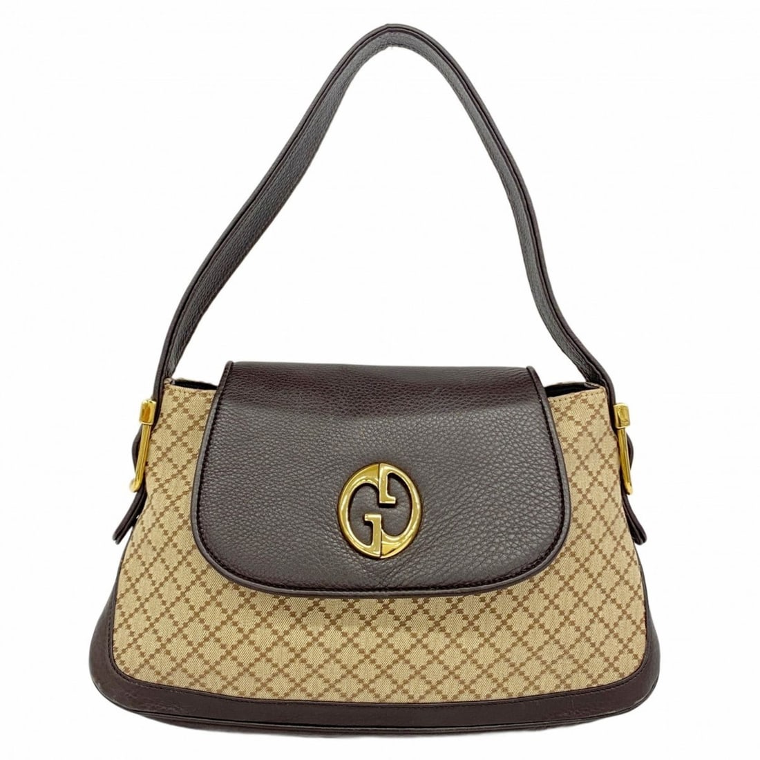 Gucci Diamante Shoulder Bag 251811 Canvas and Leather Brown Women's: --- Catalog ---Category: SizeSize (HxWxD): 22cm x 35cm x 6cm / 8.66'' x 13.77'' x 2.36''Category: DesignType: Shoulder bagColor: BrownGender: WomenMaterial: Canvas , Leather Hardware Color: GoldCatego