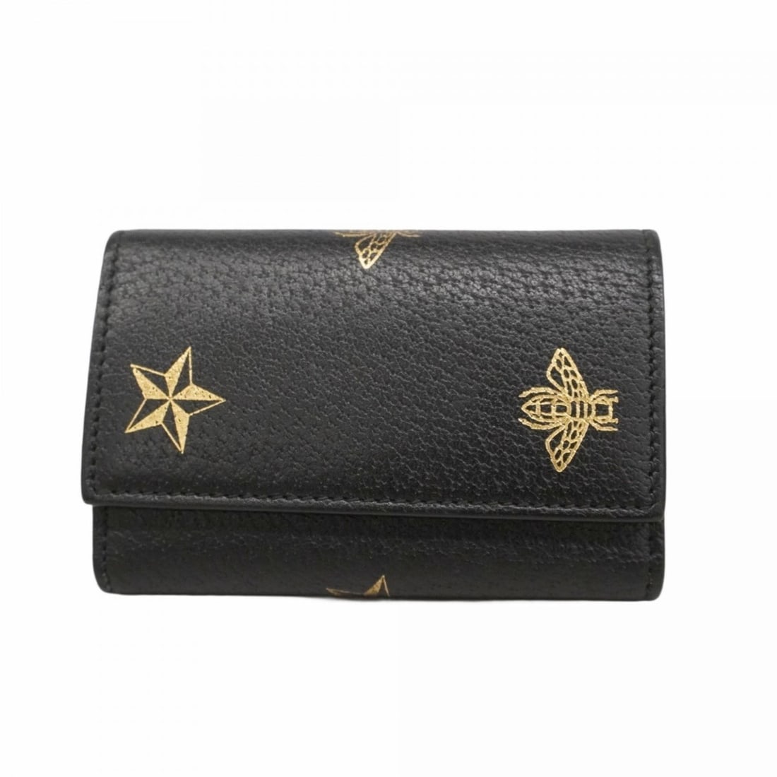Gucci Accessory Key Case Bee & Star 495071 Leather Black Men's Women's (1 of 12)