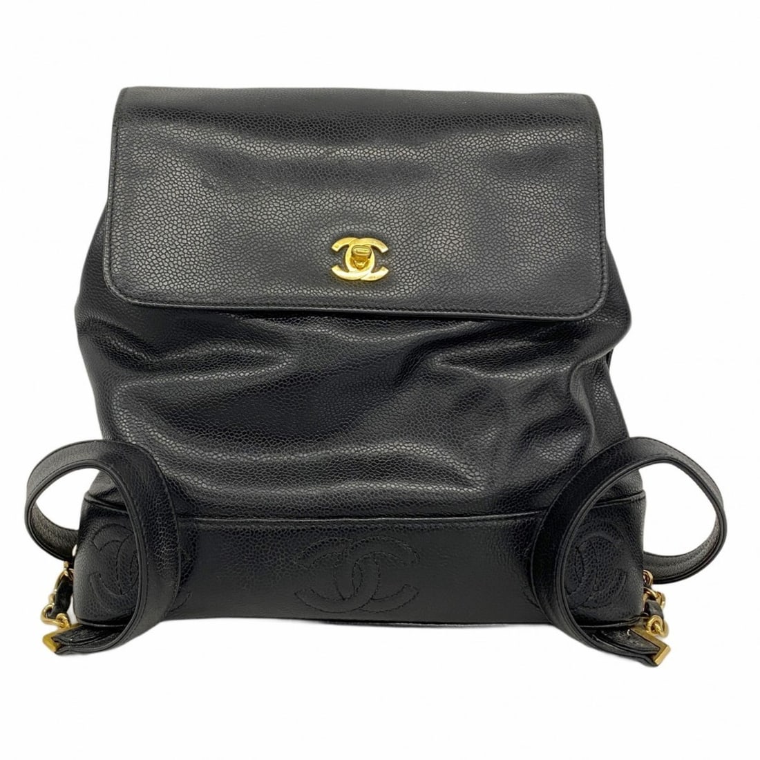 Chanel Triple Coco Backpack in Caviar Skin, Black, Women's (1 of 19)