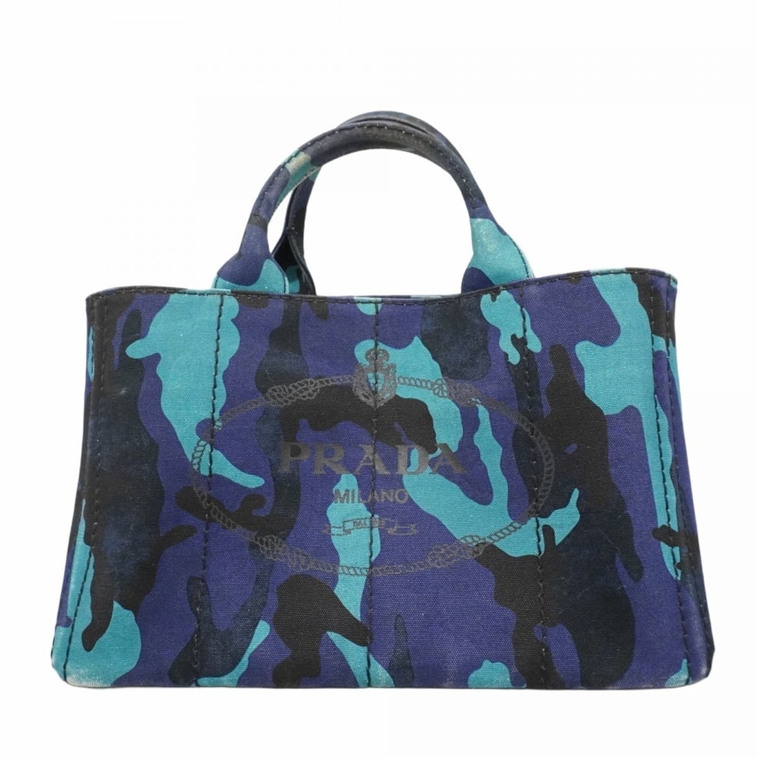 Prada Canapa Canvas Tote Bag in Multicolored Navy for Women: --- Catalog ---Category: SizeSize (HxWxD): 23cm x 35cm x 22cm / 9.05'' x 13.77'' x 8.66''Category: DesignType: Tote bagColor: Multi-color, NavyGender: WomenMaterial: Canvas Hardware Color: SilverCateg