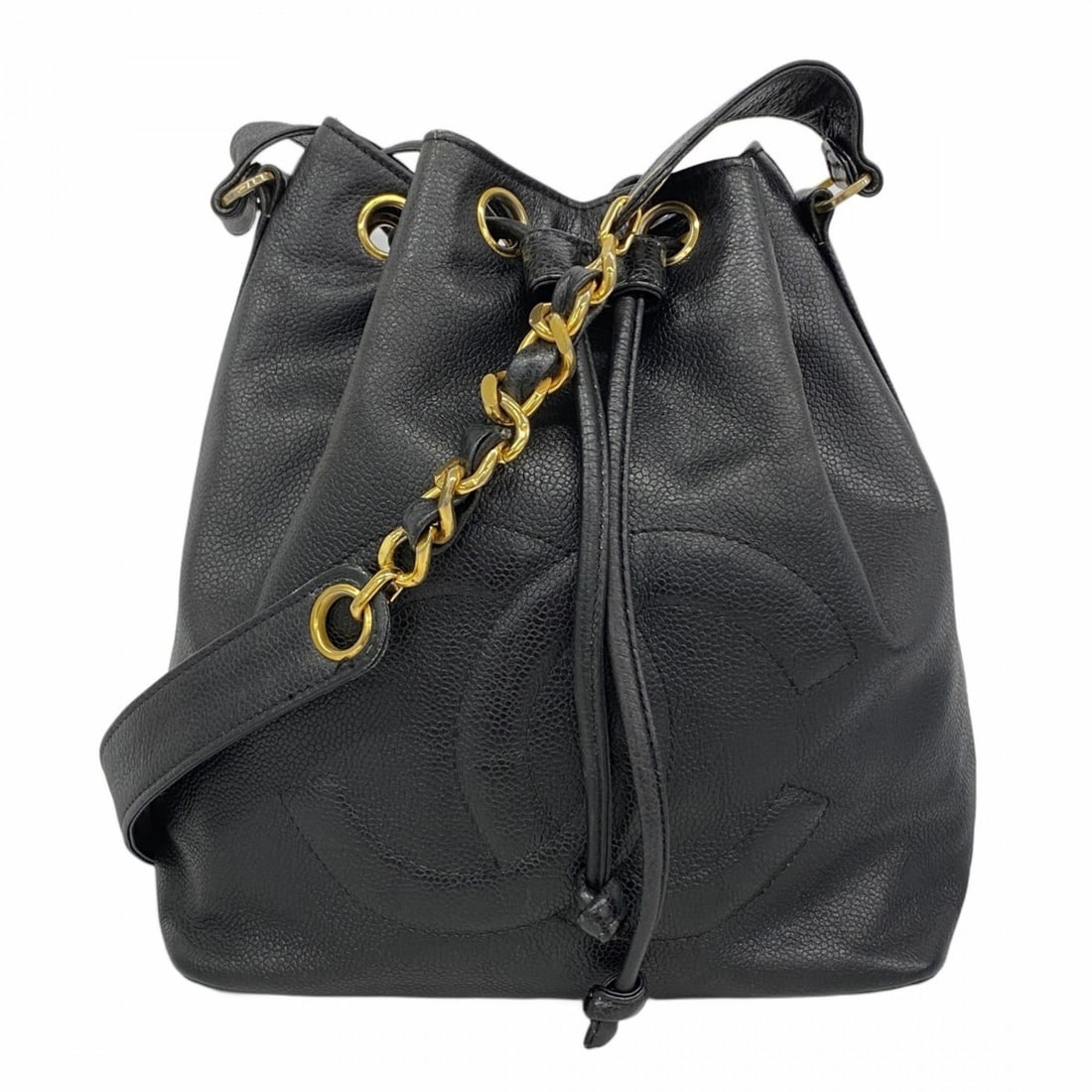 Chanel Shoulder Bag Chain Caviar Skin Black Women's: --- Catalog ---Category: SizeSize (HxWxD): 26.5cm x 23cm x 16cm / 10.43'' x 9.05'' x 6.29''Category: DesignType: Shoulder bagColor: BlackGender: WomenMaterial: Grained Calfskin Hardware Color: GoldCat