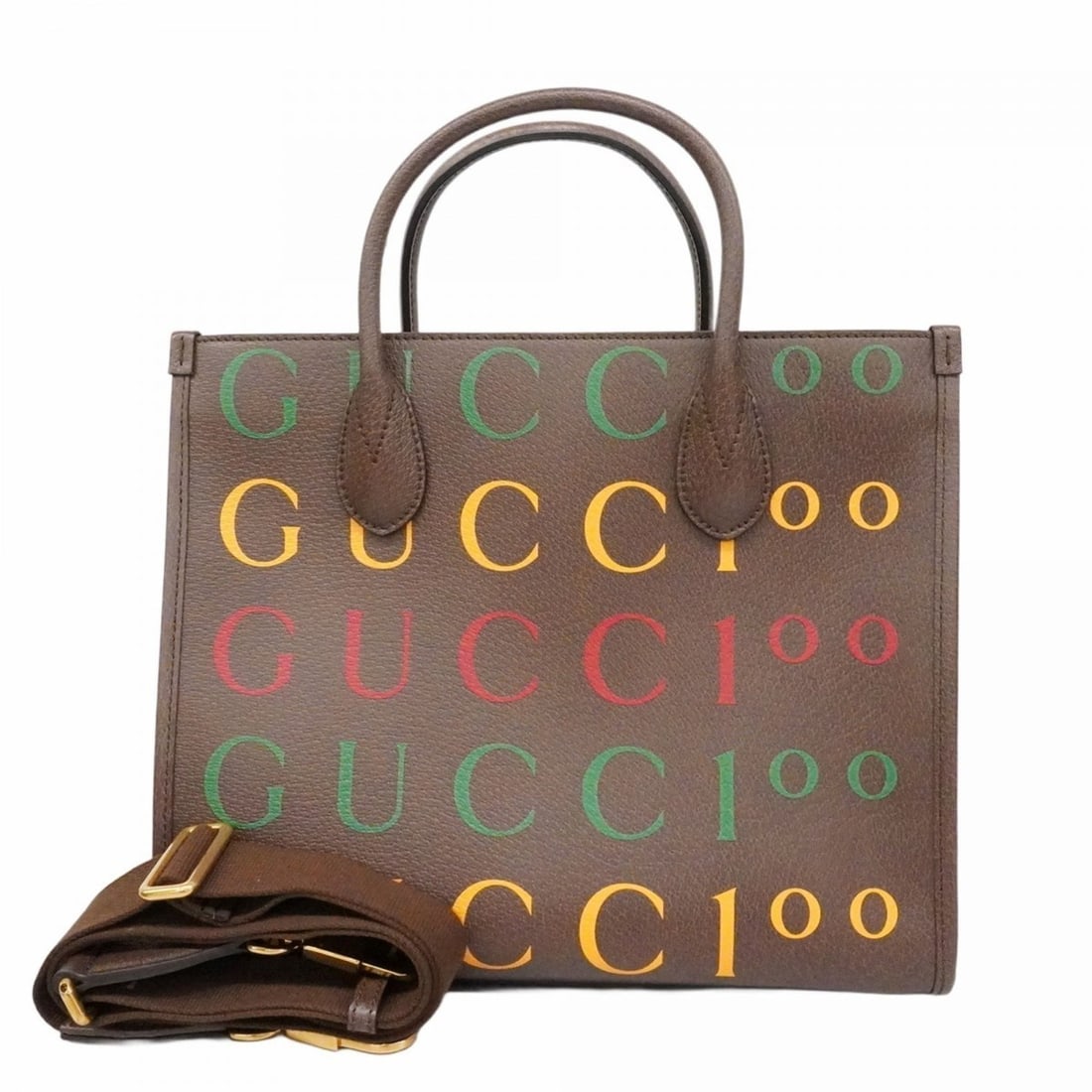Gucci 100th Anniversary Tote Bag 680956 Brown Leather 2-Way for Women (1 of 11)