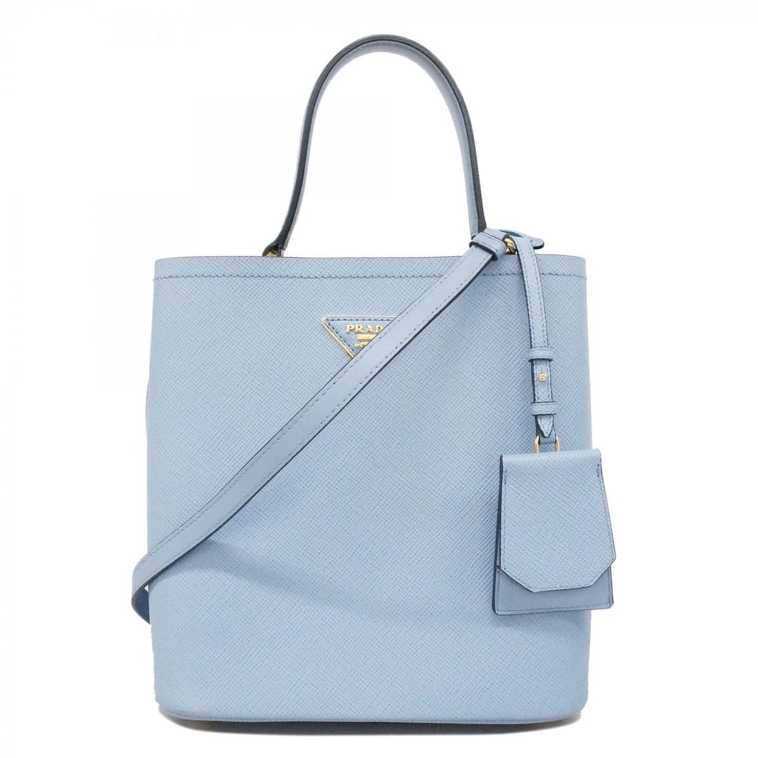 Prada Saffiano Pannier Leather Handbag, Blue, Women's: --- Catalog ---Category: SizeSize (HxWxD): 22.5cm x 22cm x 14cm / 8.85'' x 8.66'' x 5.51''Category: DesignType: HandbagColor: BlueGender: WomenMaterial: Leather Hardware Color: GoldCategory: GeneralBr