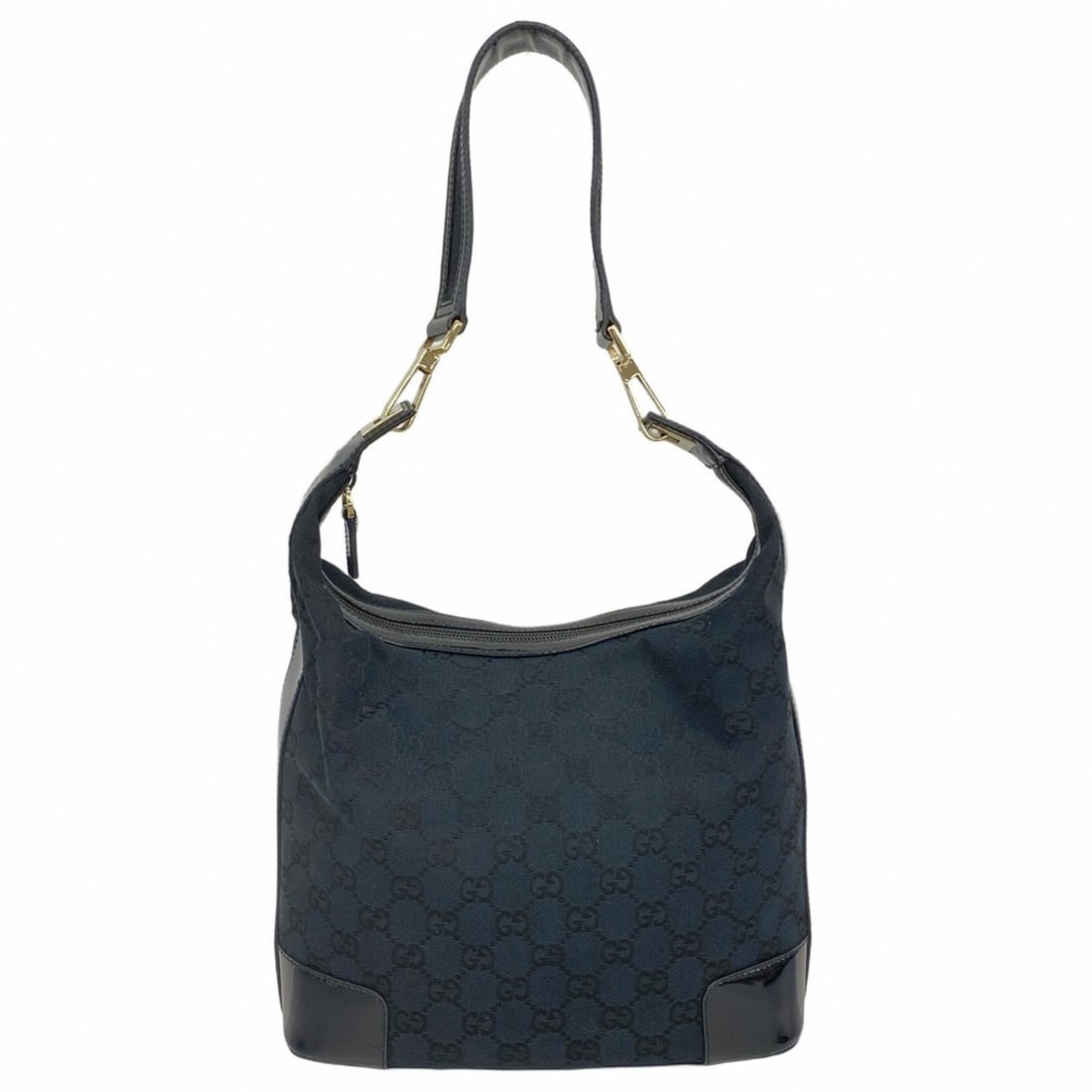Gucci GG Canvas Shoulder Bag 001 4204 Black Champagne Women's (1 of 10)