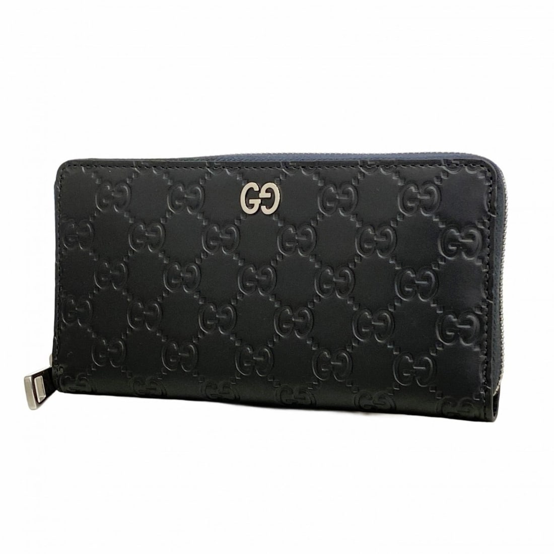 Gucci long wallet Guccissima 473928 leather black men's women's (1 of 16)