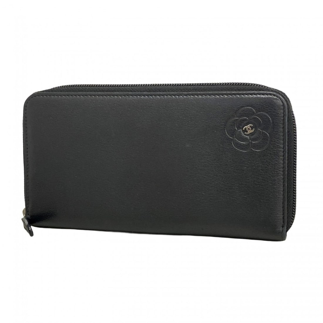 Chanel Camellia Leather Long Wallet Black Women's (1 of 14)