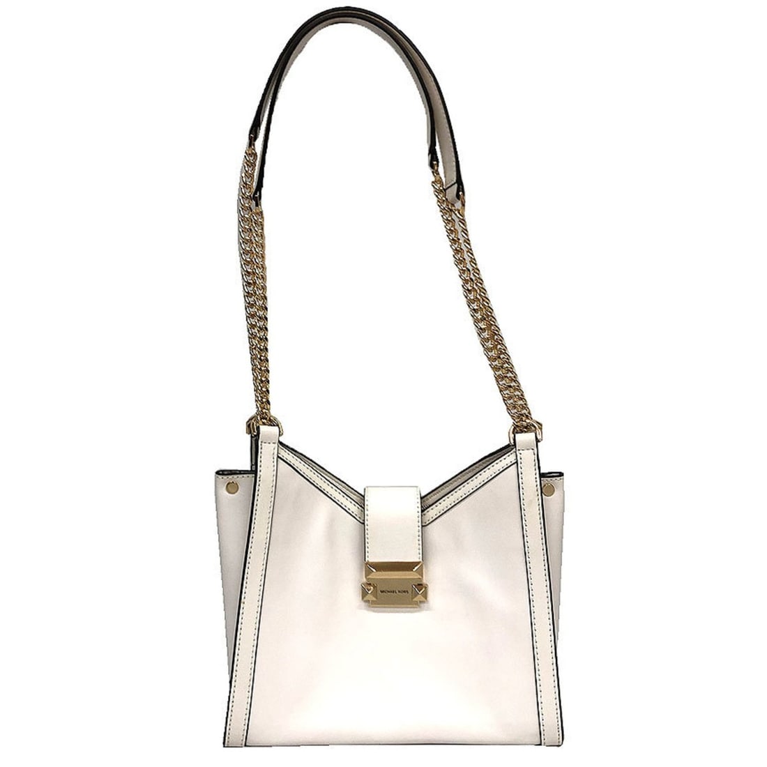 MICHAEL KORS Whitney Small Chain Shoulder Tote Bag in White Leather. A popular item for women.: --- Catalog ---Category: SizeSize (HxWxD): 22cm x 25cm x 9cm / 8.66'' x 9.84'' x 3.54''Category: DesignType: Tote bagColor: WhiteGender: WomenMaterial: Leather Category: GeneralBrand: Michael Kors---