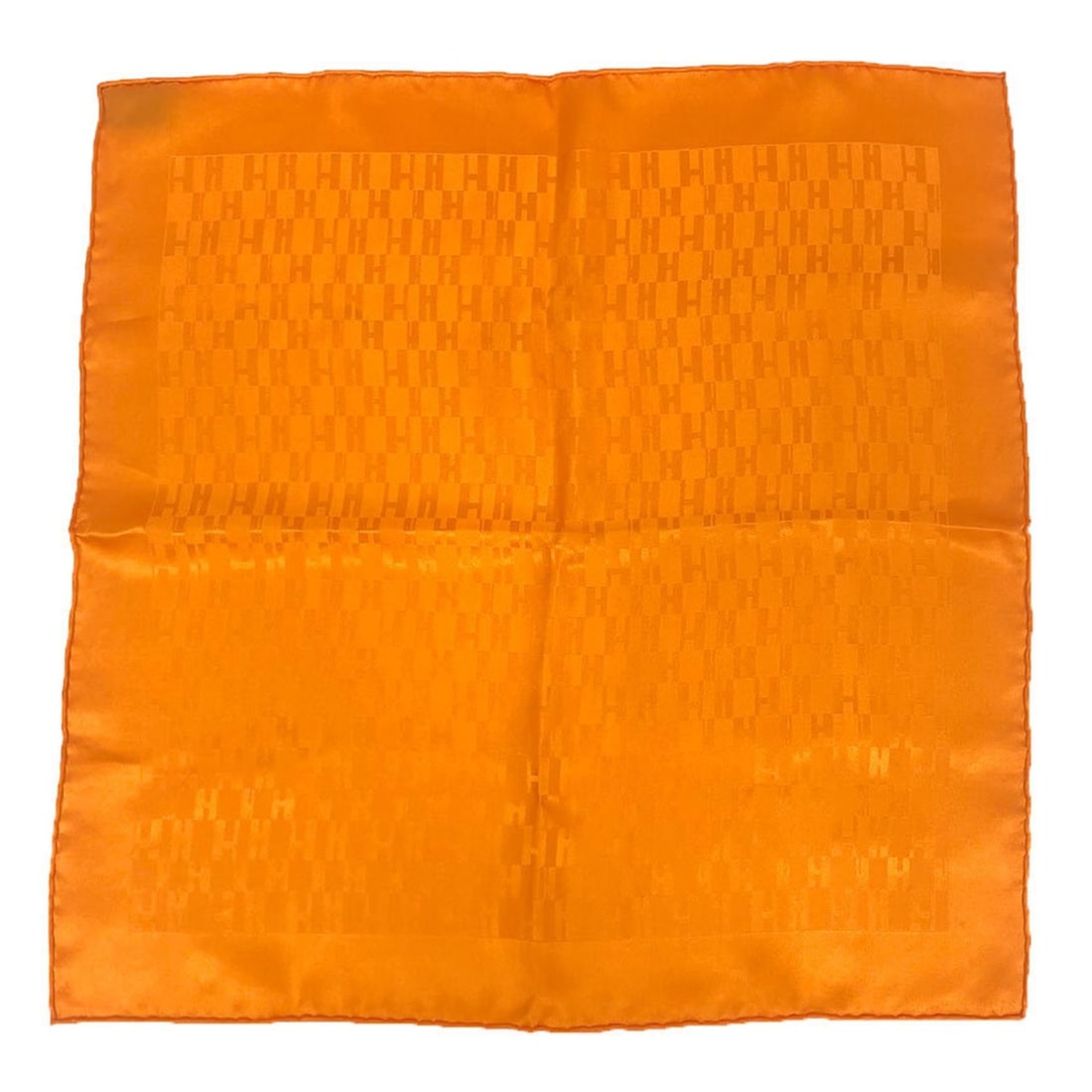 Hermes HERMES Pocket Square Grand H Scarf Muffler POCHETTE PONGEE FACONNEE GRAND Orange 100% Silk (1 of 14)