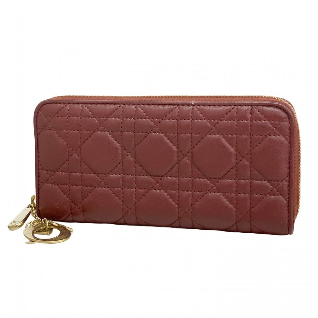 Christian Dior Cannage Leather Long Wallet in Bordeaux and Champagne for Women (1 of 9)