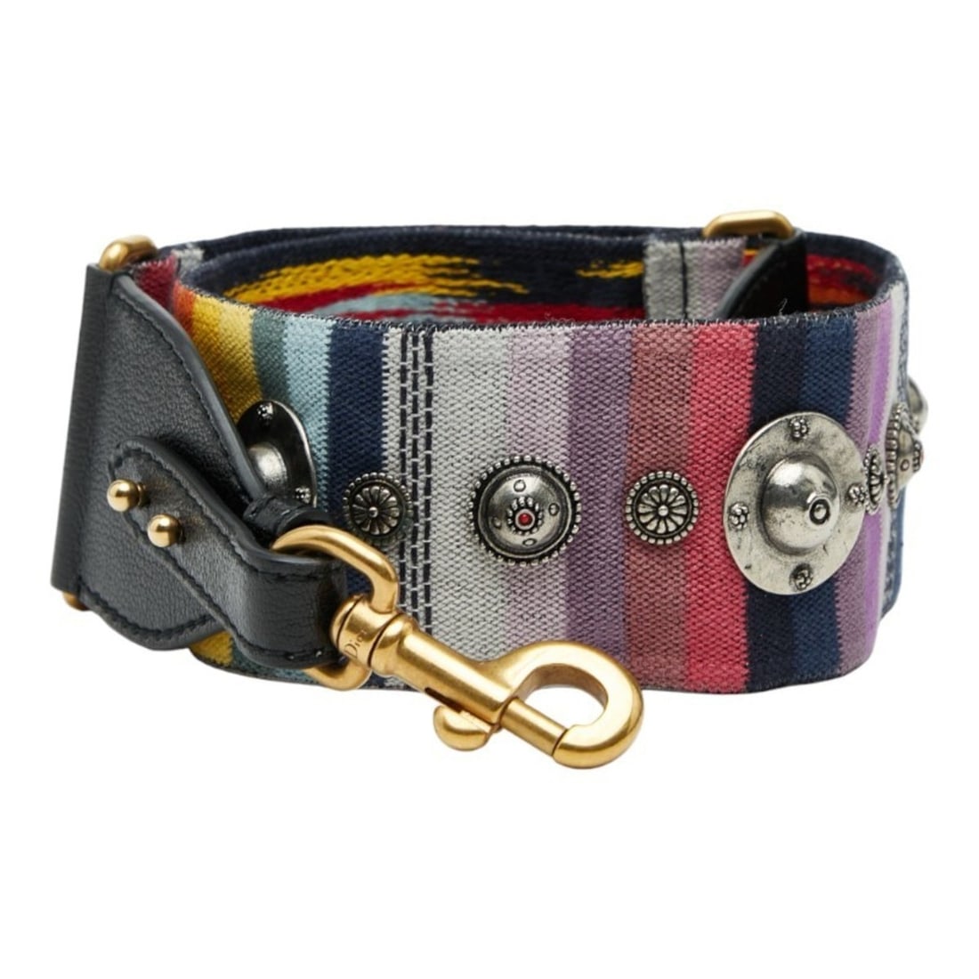 Christian Dior Dior Embroidered Medallion Strap Multicolor Canvas Leather Women's: --- Catalog ---Category: SizeHandle/Strap Length: 92.5cm / 36.41''Category: DesignType: StrapColor: Black, Multi-colorGender: WomenMaterial: Canvas, LeatherCategory: GeneralBrand: Christian Dior--- It