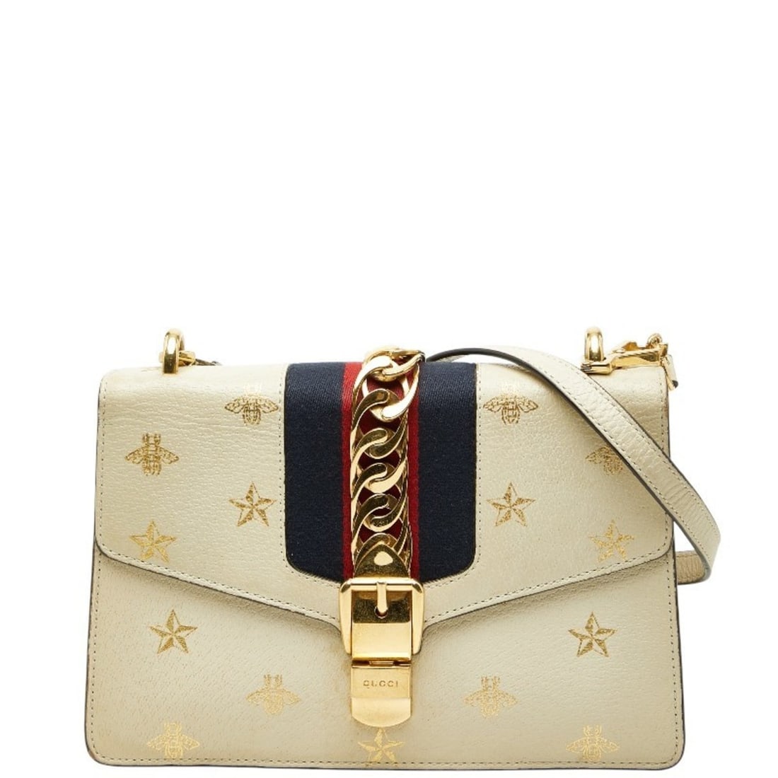 Gucci Sylvie Bee & Star Shoulder Bag 524405 White Ivory Leather Women's GUCCI: --- Catalog ---Category: SizeSize (HxWxD): 17cm x 25.5cm x 8cm / 6.69'' x 10.03'' x 3.14''Category: DesignType: Shoulder bagColor: Ivory, WhiteGender: WomenMaterial: Leather Category: GeneralMPN: 5244