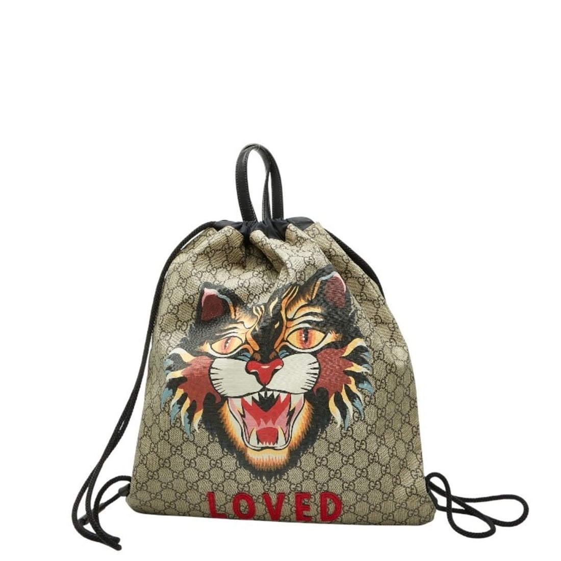 Gucci GG Supreme Angry Cat Backpack 473872 Beige Black Nylon Women's GUCCI (1 of 9)