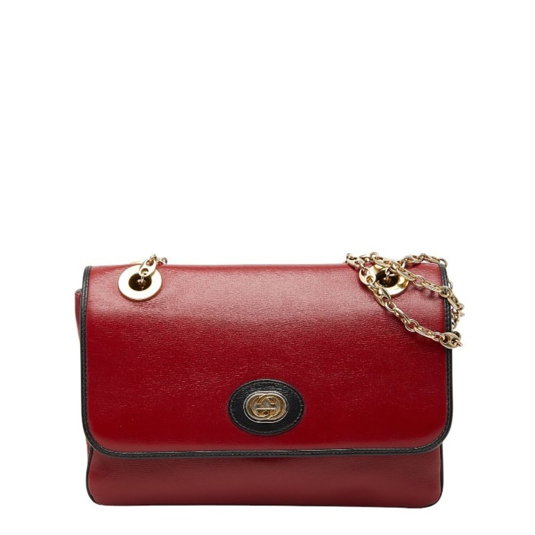 Gucci Marina Chain Shoulder Bag 576421 Red and Black Leather Women's GUCCI (1 of 14)