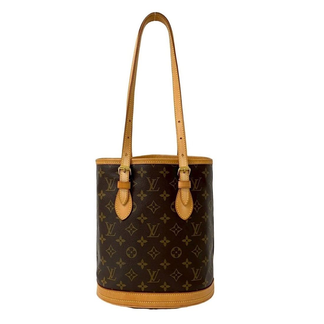 LOUIS VUITTON Louis Vuitton Bucket PM Monogram Leather Mini Tote Bag Handbag Brown 524-9 (1 of 12)