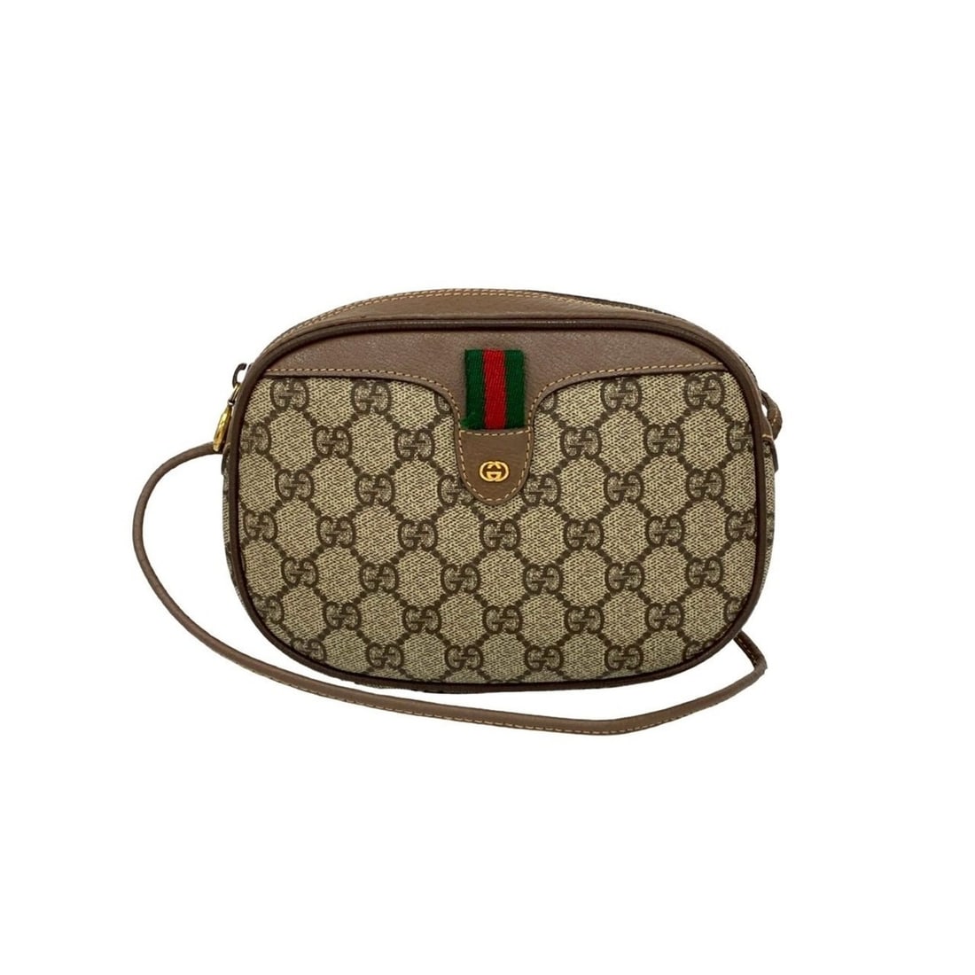 GUCCI Old Gucci Sherry Line GG Logo Leather Mini Shoulder Bag Brown f83-6 (1 of 12)