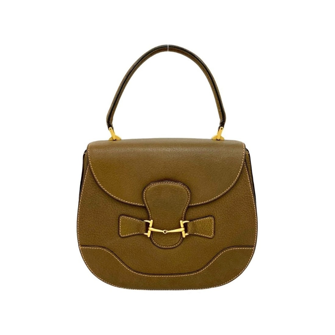 GUCCI Old Gucci Horsebit Leather Handbag Mini Tote Bag Brown 289-5 (1 of 12)