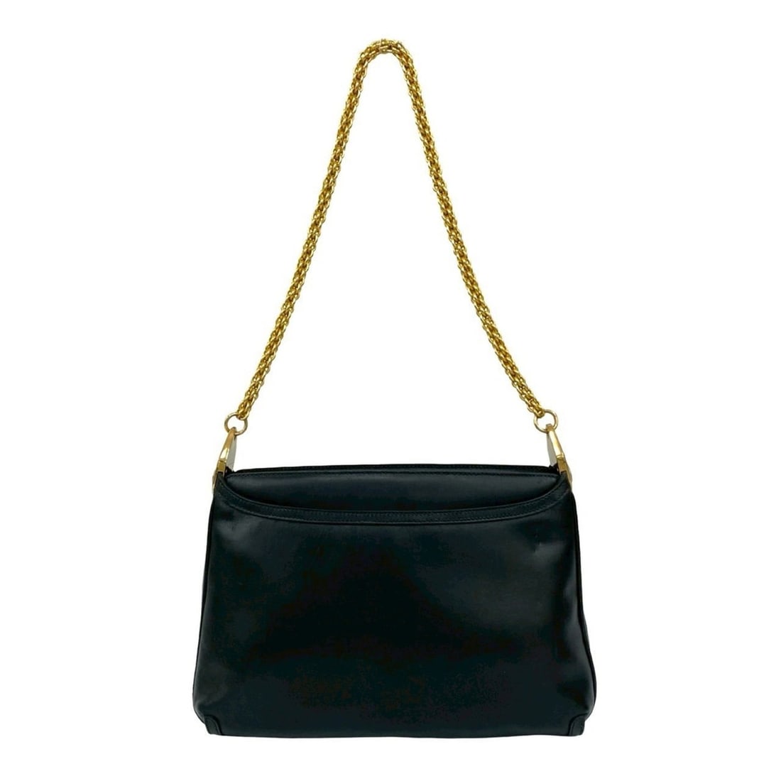 GUCCI Old Gucci GG Logo Leather Chain Semi-One Shoulder Bag Black 95287 (1 of 17)