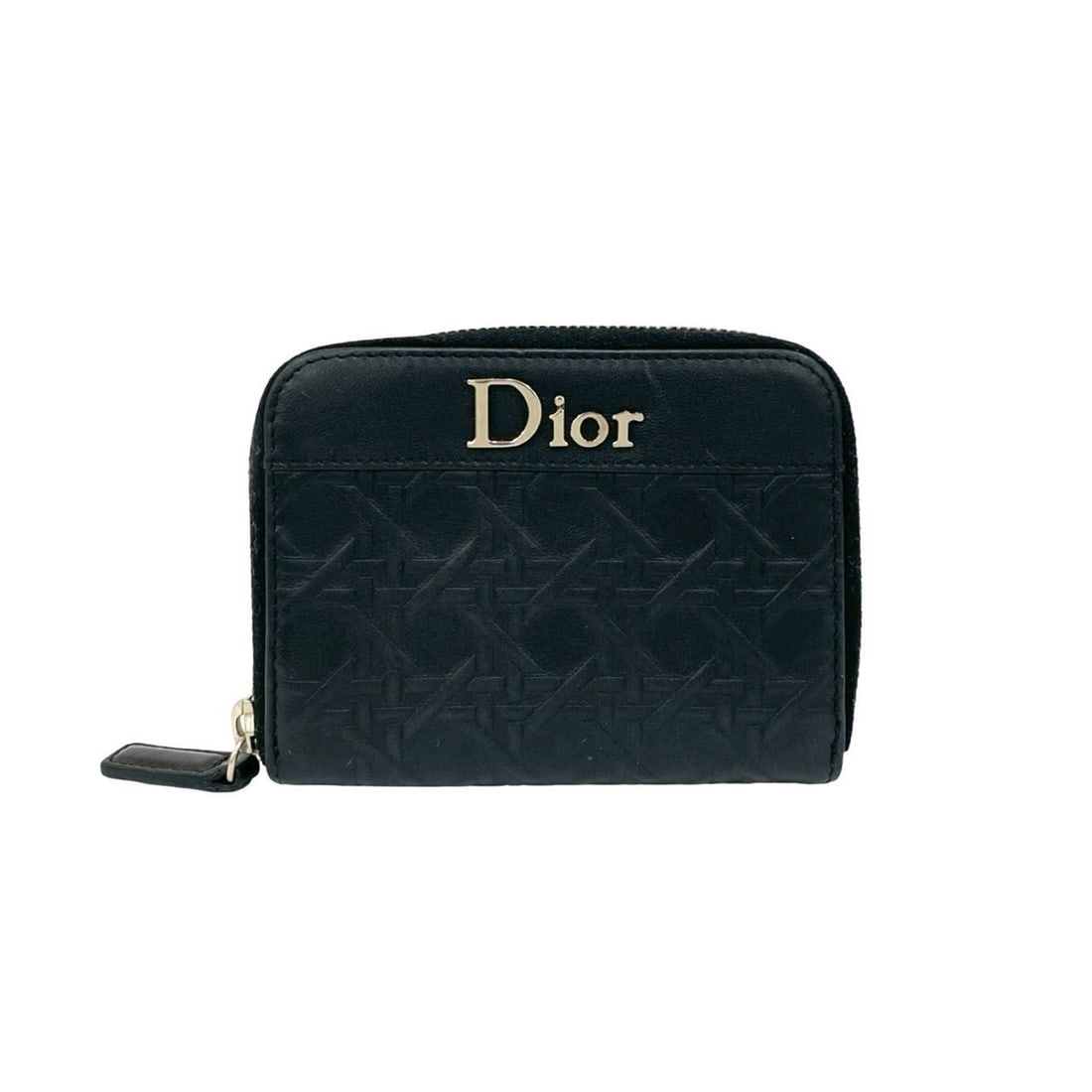 Christian Dior Logo Leather Zip-Around Coin Case/Card Case Bi-fold Wallet Black 08881 (1 of 10)