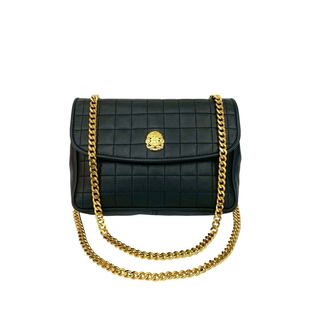 CELINE Blason Triomphe Logo Leather Chain Mini Shoulder Bag Black 22791: --- Catalog ---Category: SizeSize (HxWxD): 15cm x 19.5cm x 4.5cm / 5.9'' x 7.67'' x 1.77''Category: DesignType: Shoulder bagColor: BlackGender: WomenMaterial: Leather Category: GeneralBrand: Celine---