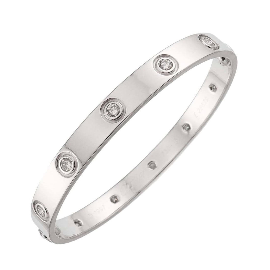 Cartier Love Bracelet, Full Diamond 10P #16, 18K WG White Gold 750 Bracelet Bangle (1 of 11)