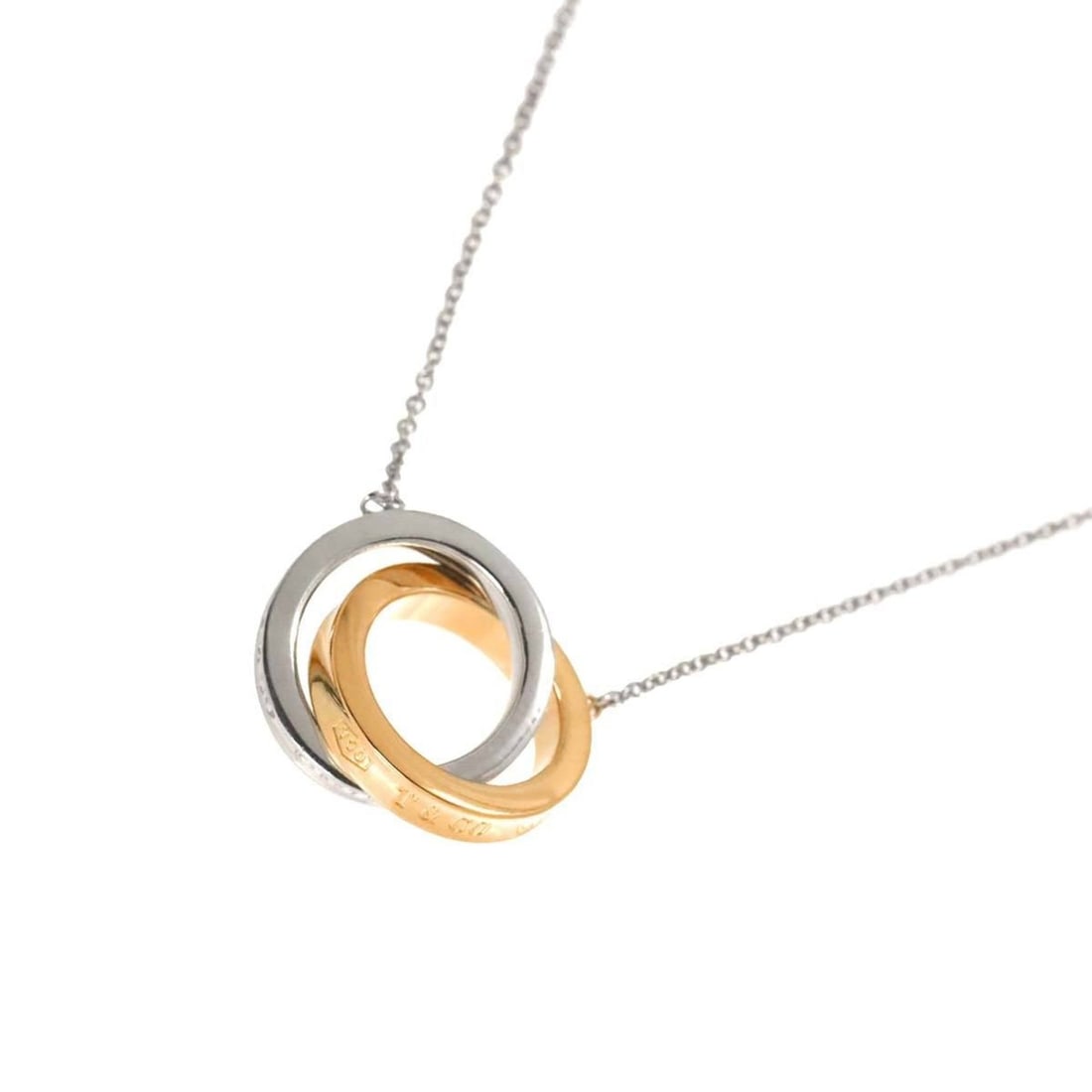 Tiffany & Co. 1837 Interlocking Circle Necklace, 39cm, in 18K Silver, PG, and Pink Gold (750).: --- Catalog ---Category: SizePendant Size: 14.3mm x 14.3mm / 0.56'' x 0.56''Neck Circumference: 39 cm / 15.35''Category: DesignColor: Pink goldGender: WomenMaterial: Pink gold (18K)Necklace Type: Neck