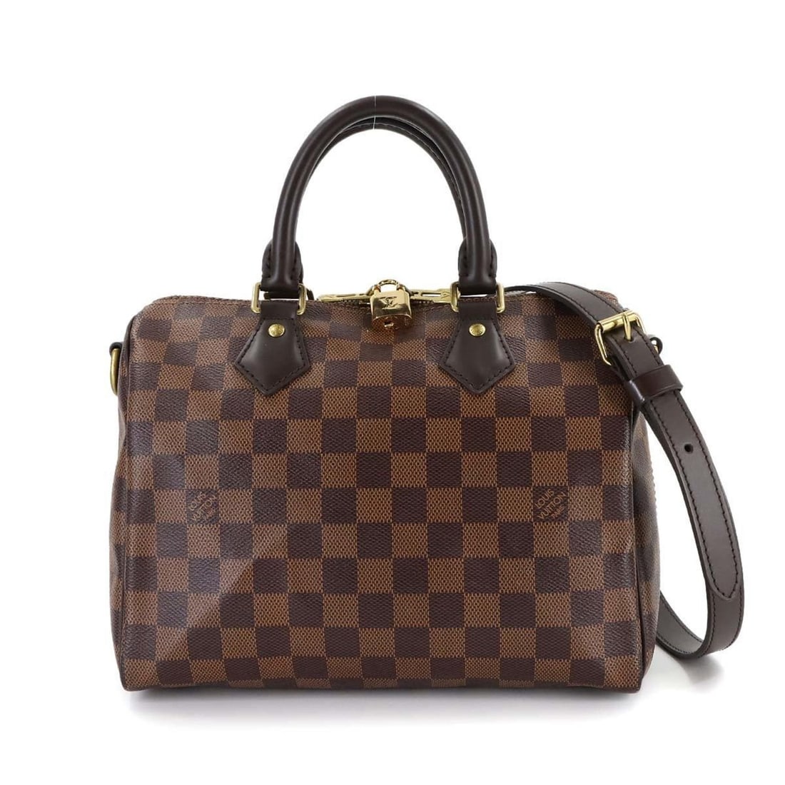 Louis Vuitton Damier Speedy Bandouliere 25 2-way Ebene Handbag N41368 RFID: --- Catalog ---Category: SizeSize (HxWxD): 19.5cm x 25cm x 14.5cm / 7.67'' x 9.84'' x 5.7''Category: DesignType: Handbag, Shoulder bagColor: Brown, EbeneGender: WomenMaterial: Damier Canvas Category: