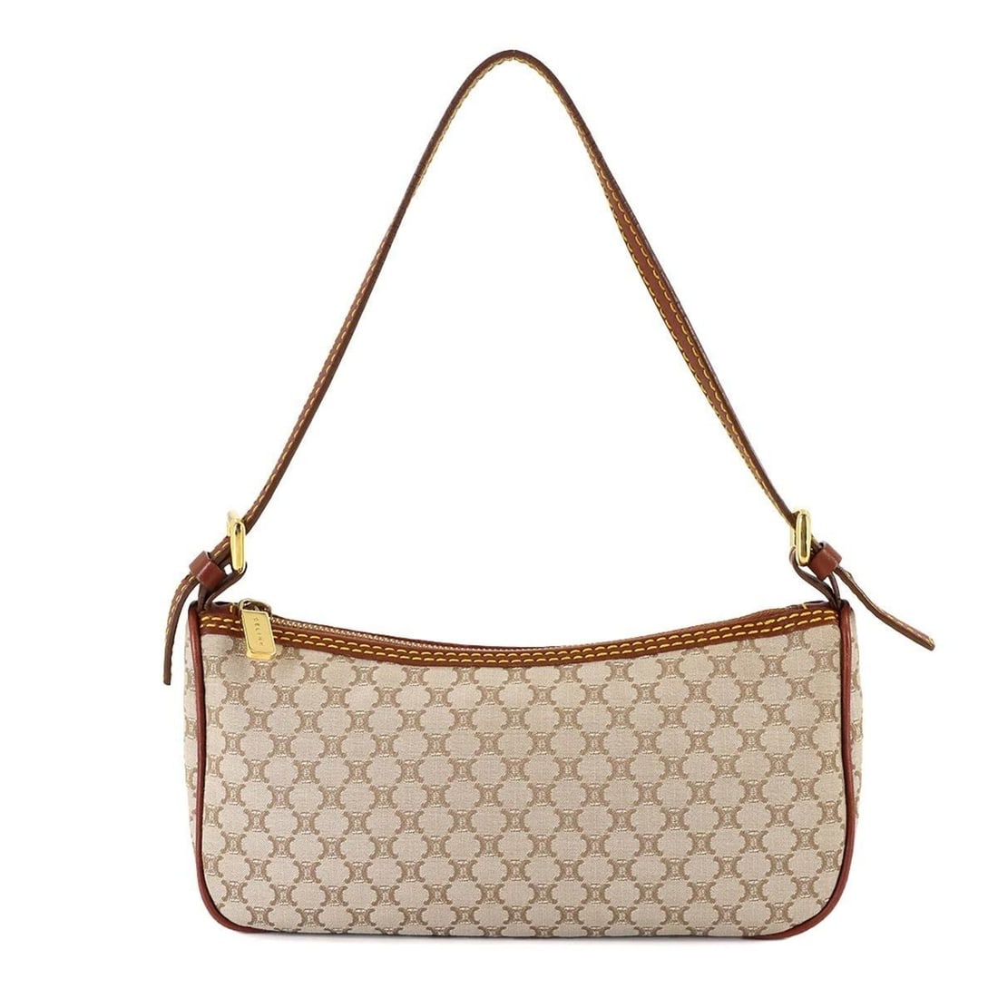 Celine Macadam Handbag in canvas and leather beige, brown, gold hardware. (1 of 10)