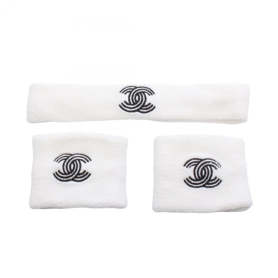 CHANEL Coco Mark Sport Set, Accessories, Pile, Men's and Women's, White Black, AA97552: --- Catalog ---Category: DesignType: HeadbandColor: Black, WhiteGender: Men,WomenCategory: GeneralBrand: Chanel--- Item List ---Section: ConditionRanking: Rank A Used - A few traces of usage, some scr