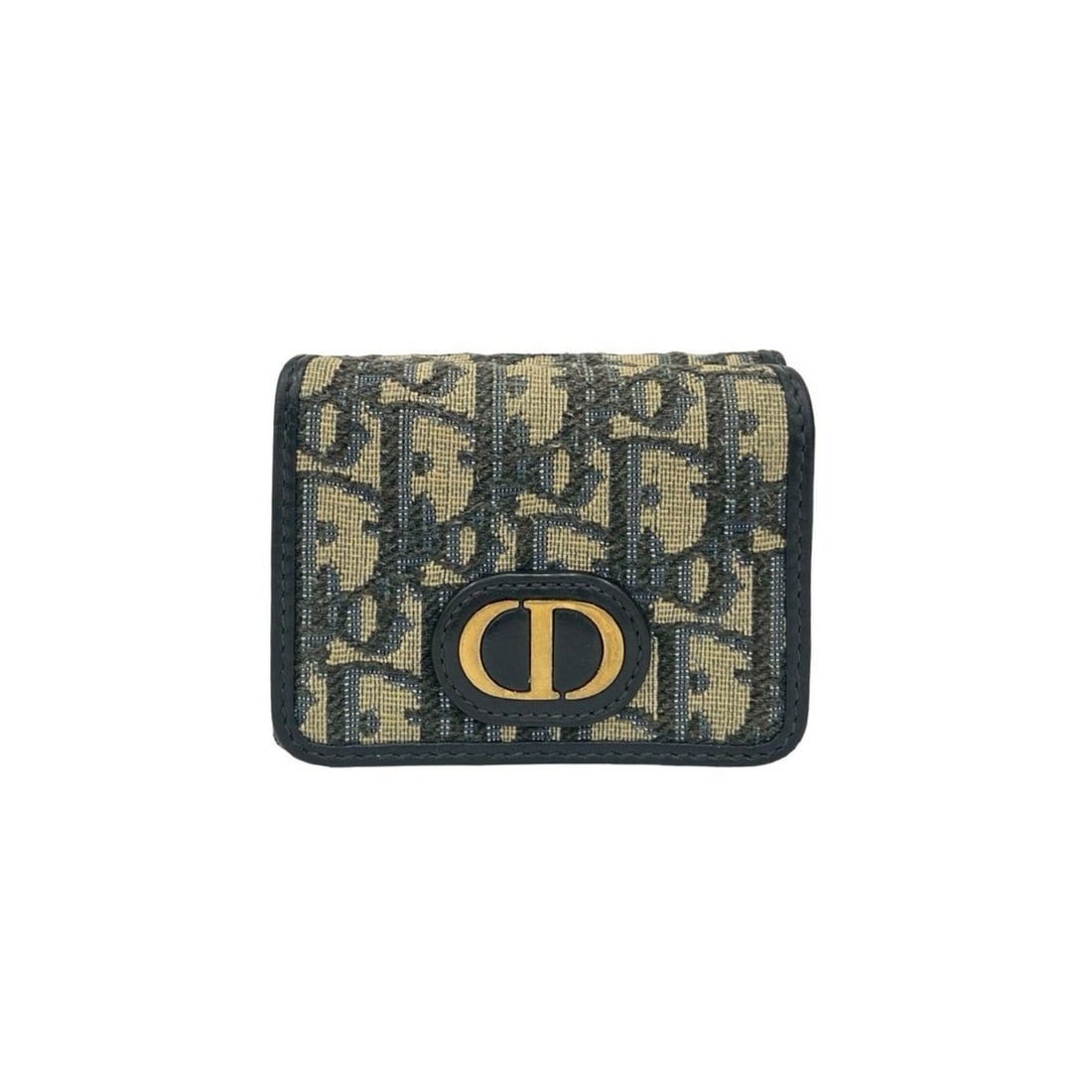 Christian Dior Trotter CD Logo Canvas and Leather Tri-fold Wallet, Mini, Navy, 28733: --- Catalog ---Category: SizeSize (HxWxD): 7.5cm x 9.5cm x 3.5cm / 2.95'' x 3.74'' x 1.37''Category: DesignType: Wallet (tri-fold)Color: NavyGender: WomenMaterial: Canvas , Leather Category: GeneralBr