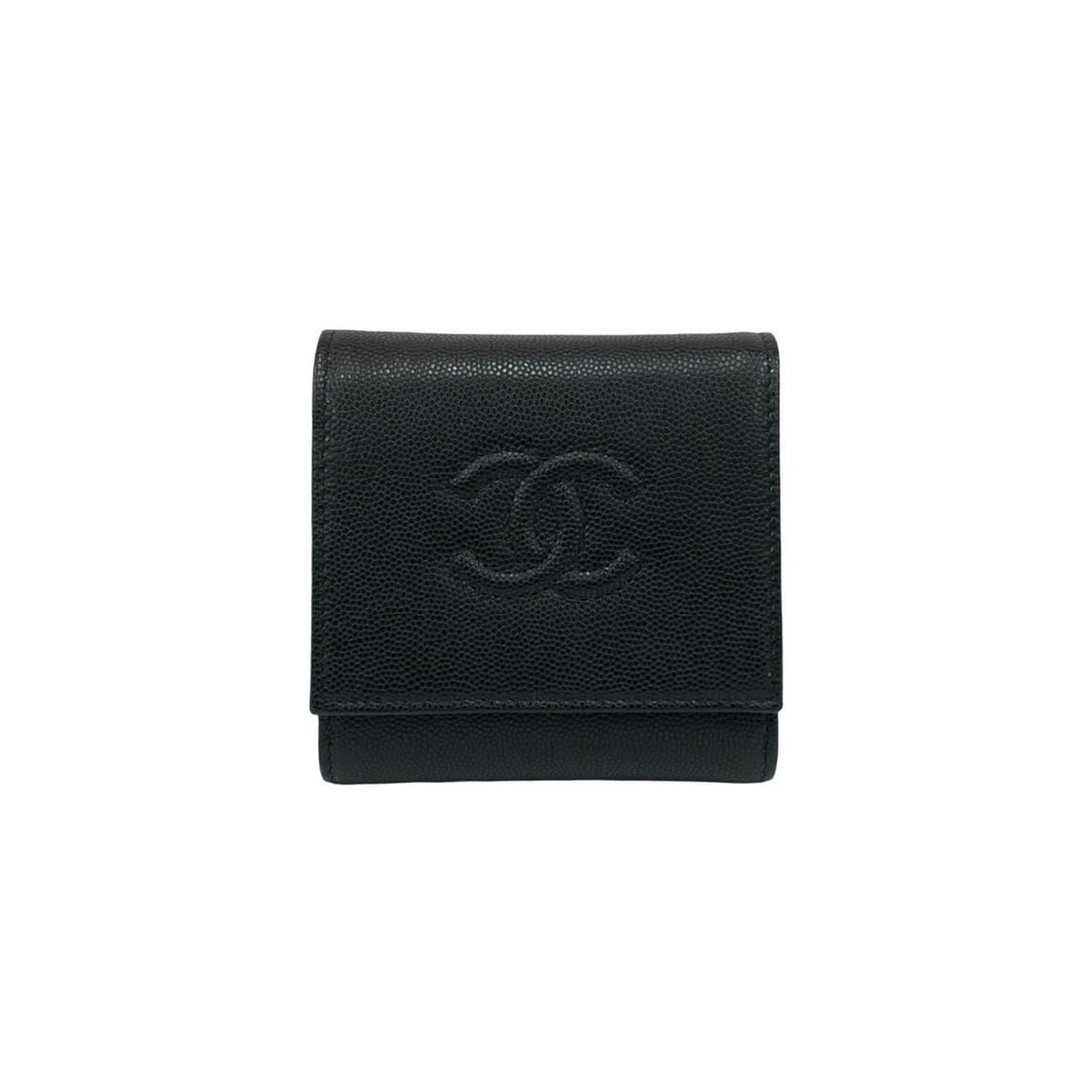 CHANEL Coco Mark Leather Bi-fold Wallet Mini Black 65372 (1 of 12)