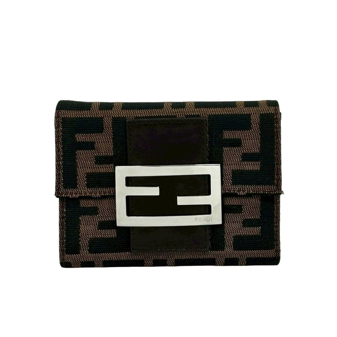 FENDI Zucca FF Leather and Canvas Tri-fold Wallet, Brown, 57131 (1 of 17)