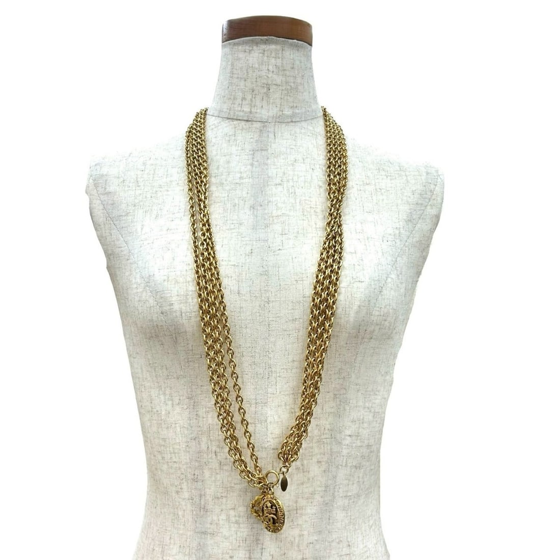 CHANEL Coco Mark Motif GP 4-Strand Chain Necklace Gold 3883f (1 of 12)