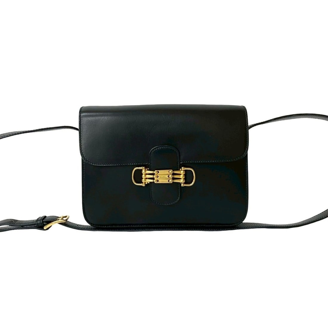 CELINE 3-Row Horsebit Calf Leather Shoulder Bag/Pochette Black 43922 (1 of 18)