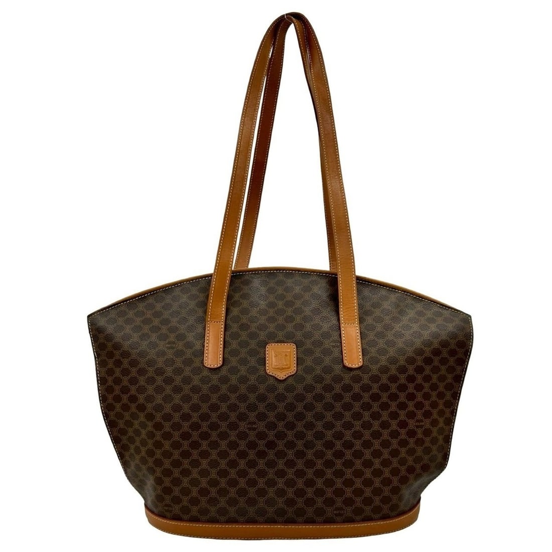 CELINE Macadam Blason Leather Tote Bag, Semi-Shoulder Handbag, Brown, 03442: --- Catalog ---Category: SizeSize (HxWxD): 29.5cm x 29cm x 12cm / 11.61'' x 11.41'' x 4.72''Category: DesignType: Handbag, Shoulder bag, Tote bagColor: BrownGender: WomenMaterial: Leather , PVC Catego