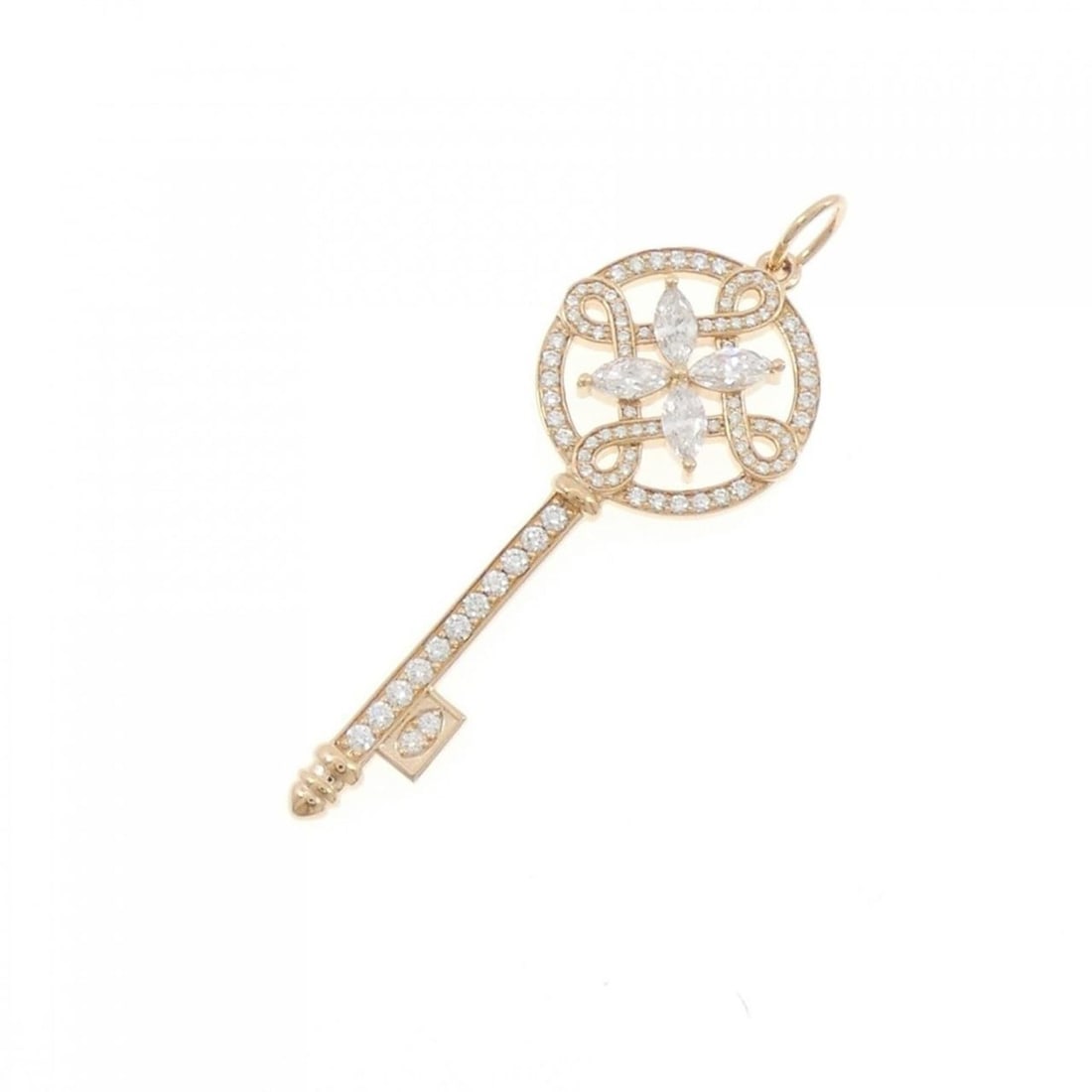 Tiffany Victoria Round Key Pendant: --- Catalog ---Category: SizePendant Size: 43.4mm x 15.1mm / 1.7'' x 0.59''Category: DesignColor: Pink goldStone: DiamondGender: WomenMaterial: Pink gold (18K)Pendant Type: PendantNecklace Type: