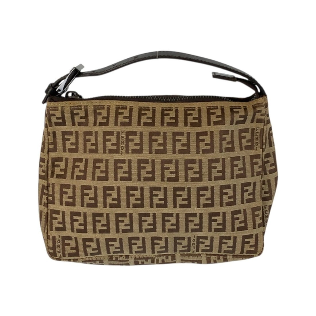 FENDI Zucchino handbag in beige, brown, and silver hardware, canvas leather, 22288N0001019, for: --- Catalog ---Category: SizeSize (HxWxD): 13cm x 18cm x 8cm / 5.11'' x 7.08'' x 3.14''Category: DesignType: HandbagColor: Beige, BrownGender: WomenMaterial: Canvas , Leather Hardware Color: