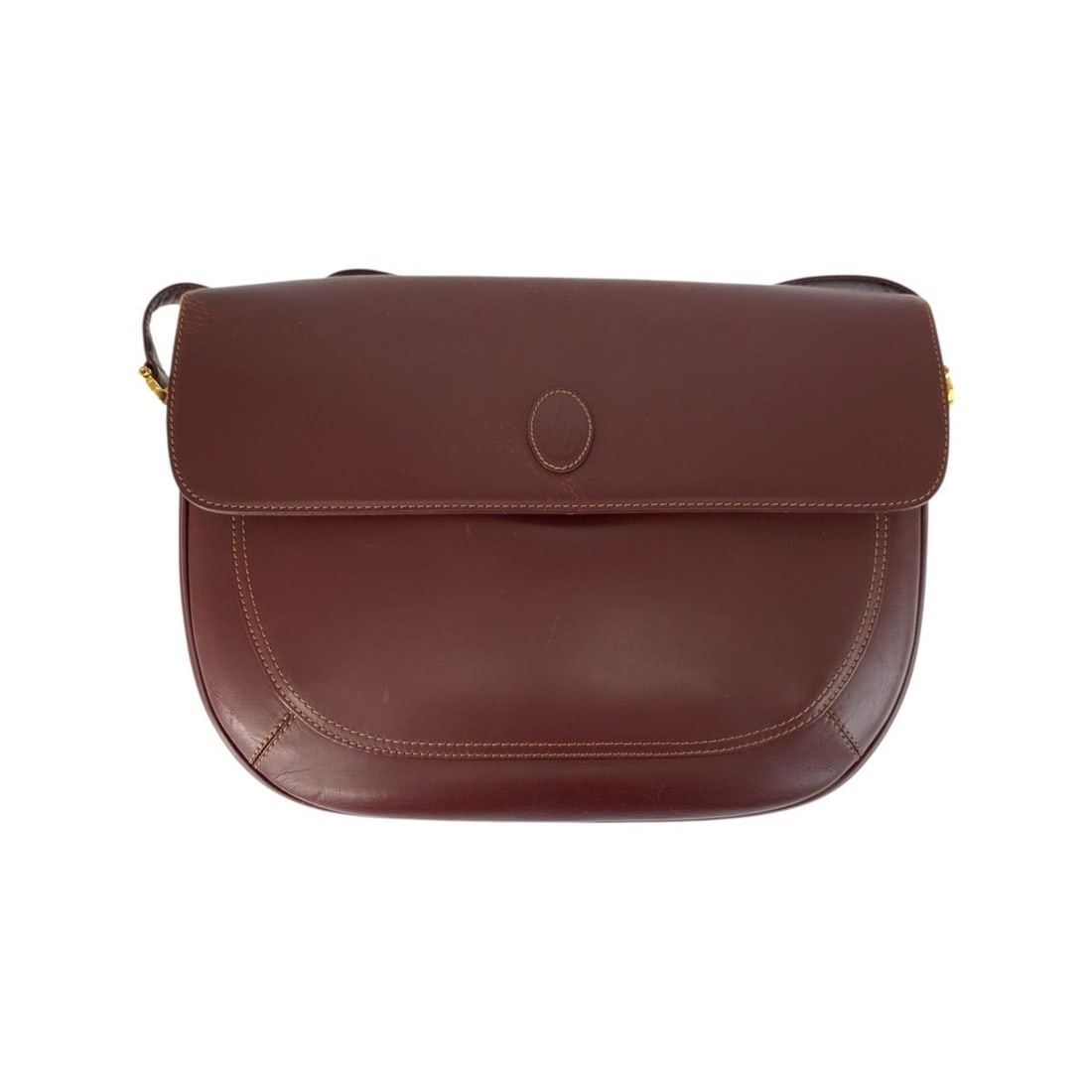 CARTIER Must Line Bordeaux Gold Hardware Leather Shoulder Bag Pochette: --- Catalog ---Category: SizeSize (HxWxD): 26cm x 33cm x 6.5cm / 10.23'' x 12.99'' x 2.55''Category: DesignType: Pochette, Shoulder bagColor: BordeauxGender: WomenMaterial: Leather Hardware Color: