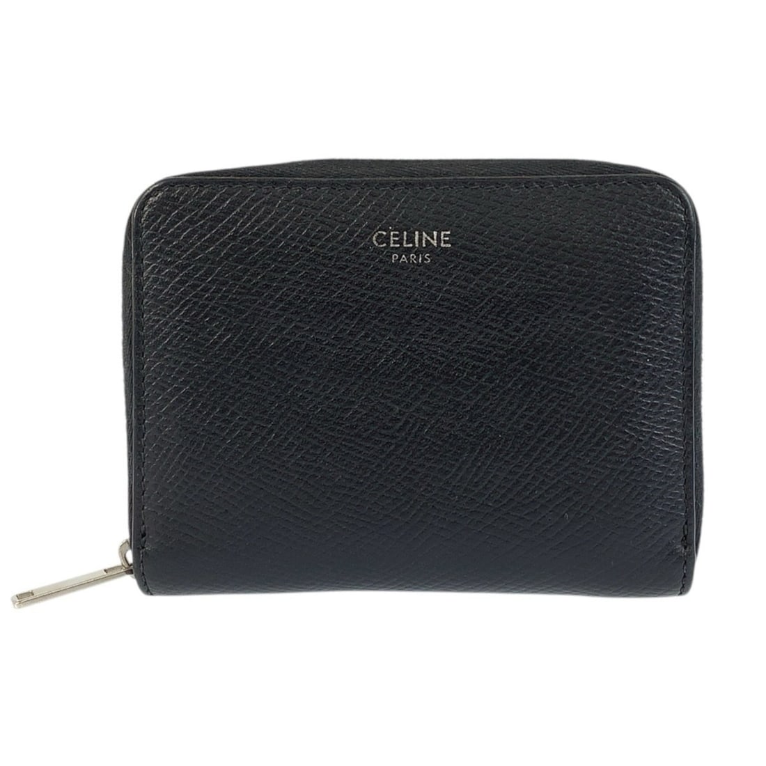 CELINE Black Leather Wallet with Silver Hardware, Men's: --- Catalog ---Category: SizeSize (HxWxD): 8cm x 11cm x 2cm / 3.14'' x 4.33'' x 0.78''Category: DesignType: Coin purse/coin caseColor: BlackGender: MenClosure: OpenMaterial: Leather Category: