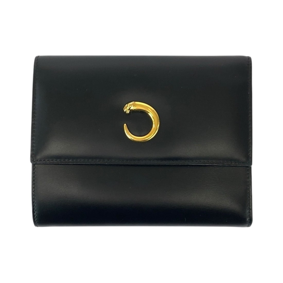 CARTIER Panther Black Leather Compact Folding Wallet for Women with Gold Hardware: --- Catalog ---Category: SizeSize (HxWxD): 11cm x 14cm x 2cm / 4.33'' x 5.51'' x 0.78''Category: DesignType: Wallet (tri-fold)Color: BlackGender: WomenMaterial: Leather Category: GeneralBrand: