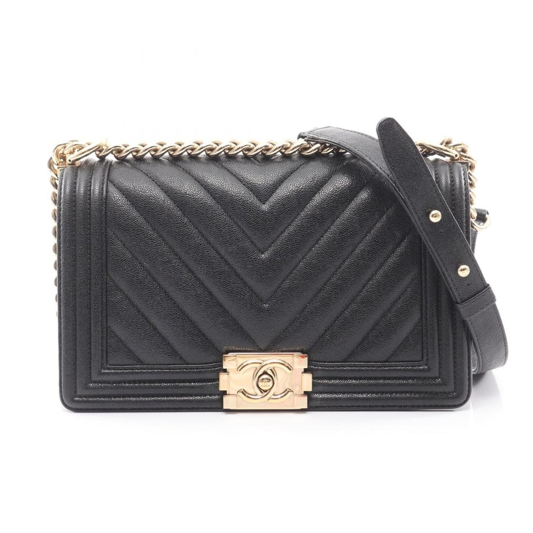CHANEL Boy Chanel Shoulder Bag, Leather, Women's, Black (1 of 16)