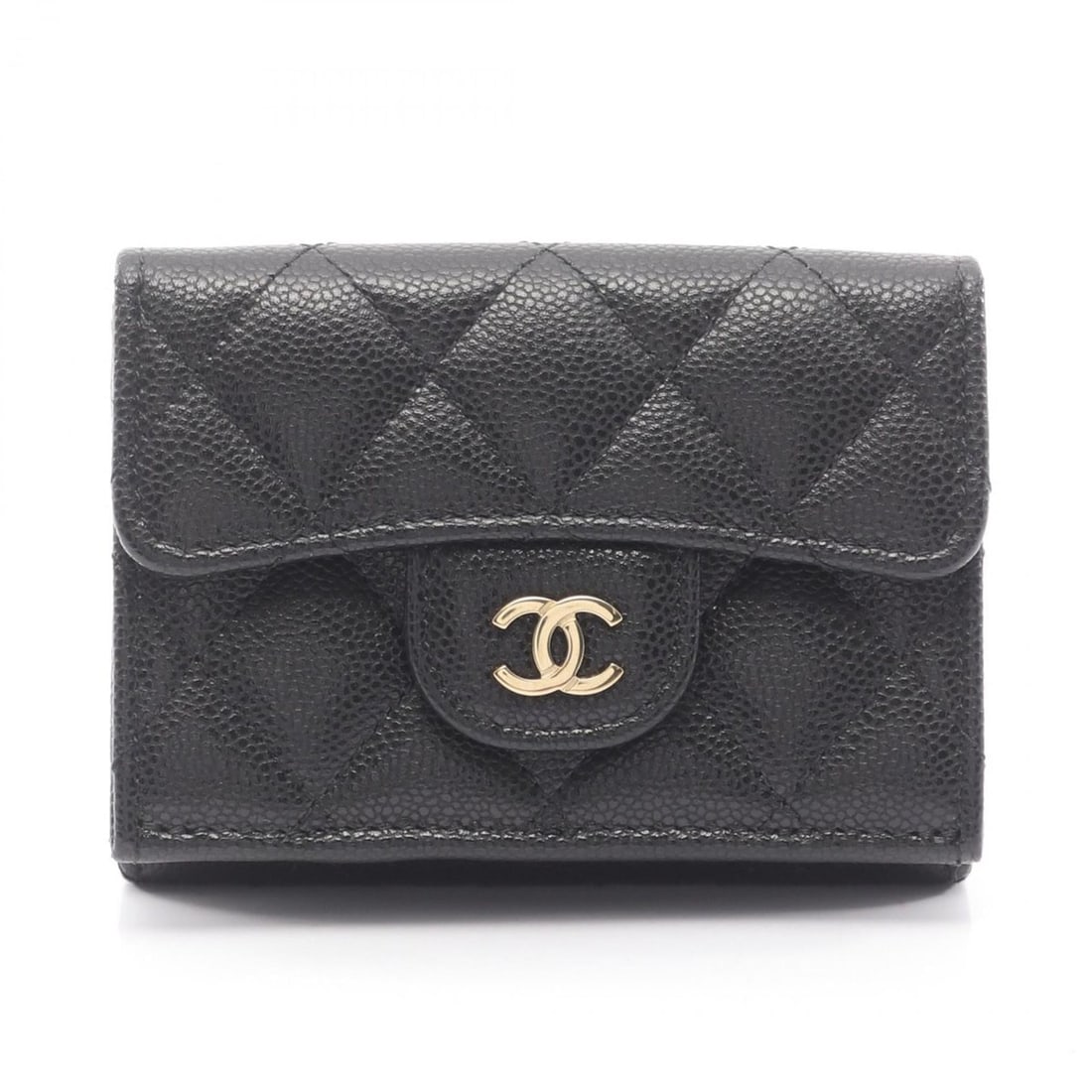 CHANEL Classic Small Flap Wallet Matelasse Trifold in Grained Calfskin Leather, Black (1 of 16)