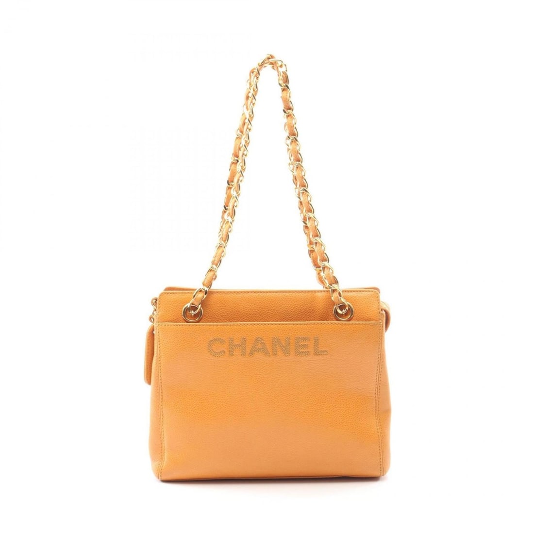 CHANEL tote bag in calf leather (cowhide) for women, orange: --- Catalog ---Category: SizeSize (HxWxD): 20cm x 22cm x 7cm / 7.87'' x 8.66'' x 2.75''Category: DesignType: Tote bagColor: OrangeGender: WomenMaterial: Leather Hardware Color: GoldLeather/Fur Type: C