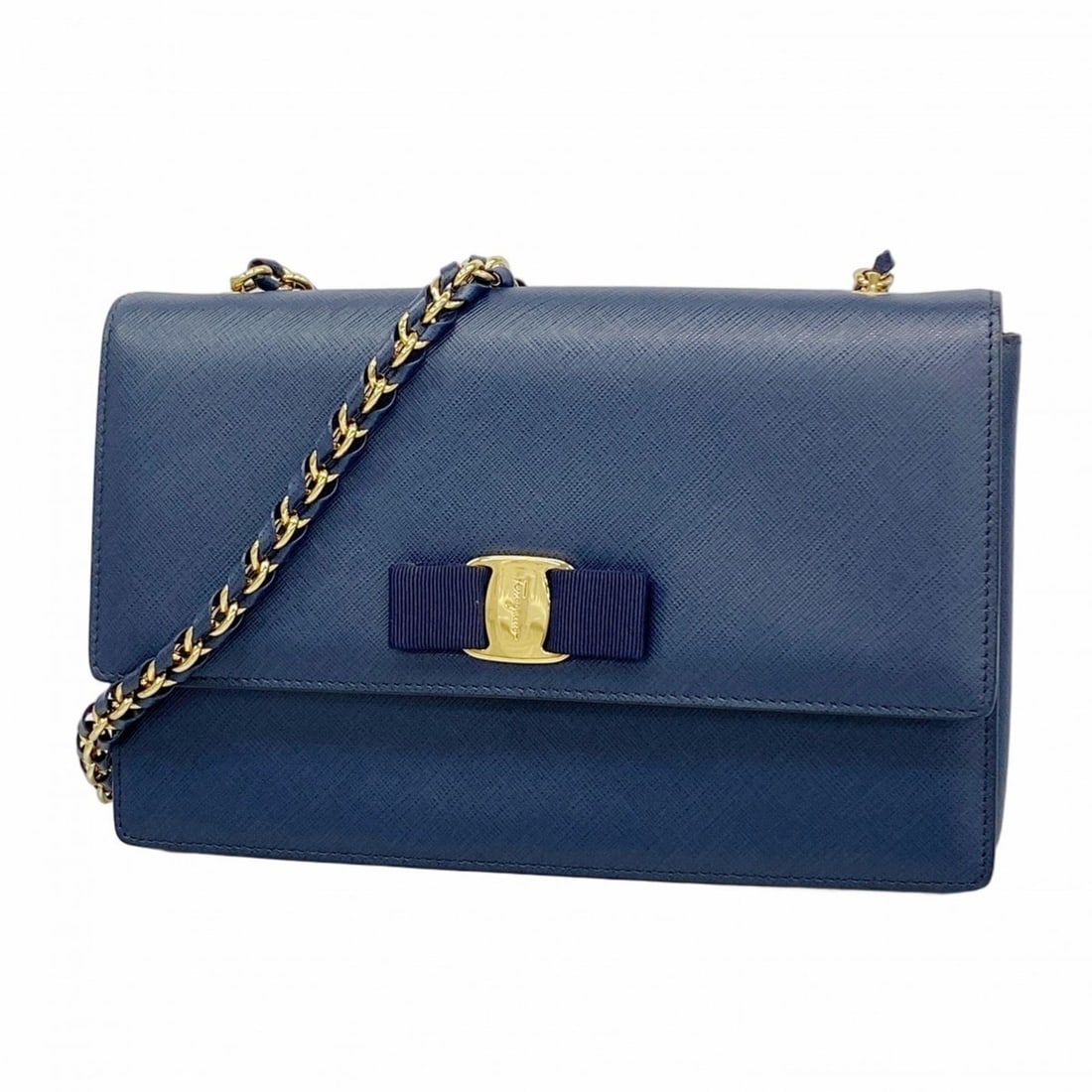 Salvatore Ferragamo Vara Leather Shoulder Bag in Navy Blue for Women (1 of 13)