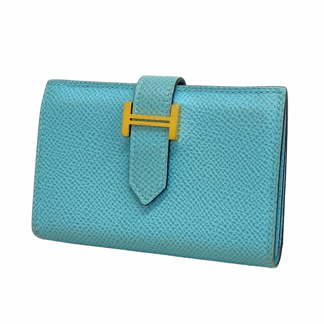Hermes Hermès Bearn Card Case, Epsom Leather, Aqua, Y Stamp, Women's (1 of 10)